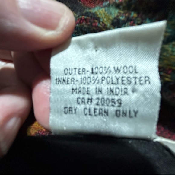 Parsley & Sage Plum, Orange, Green Wool Paisley Open Jacket High-Low Hem - Large - Picture 7 of 7